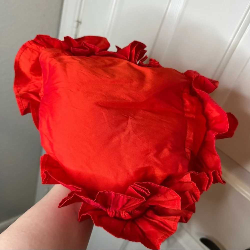 Anthropologie X Damson Madder Red Sita Frilly Pouch Bag OS Boho Cottage Prairie - Picture 5 of 10